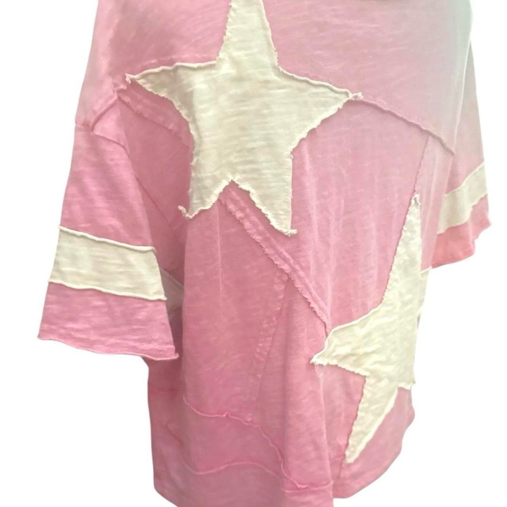 J.her pink mineral washed wide leg striped pants & oversized star patch top - Picture 8 of 9